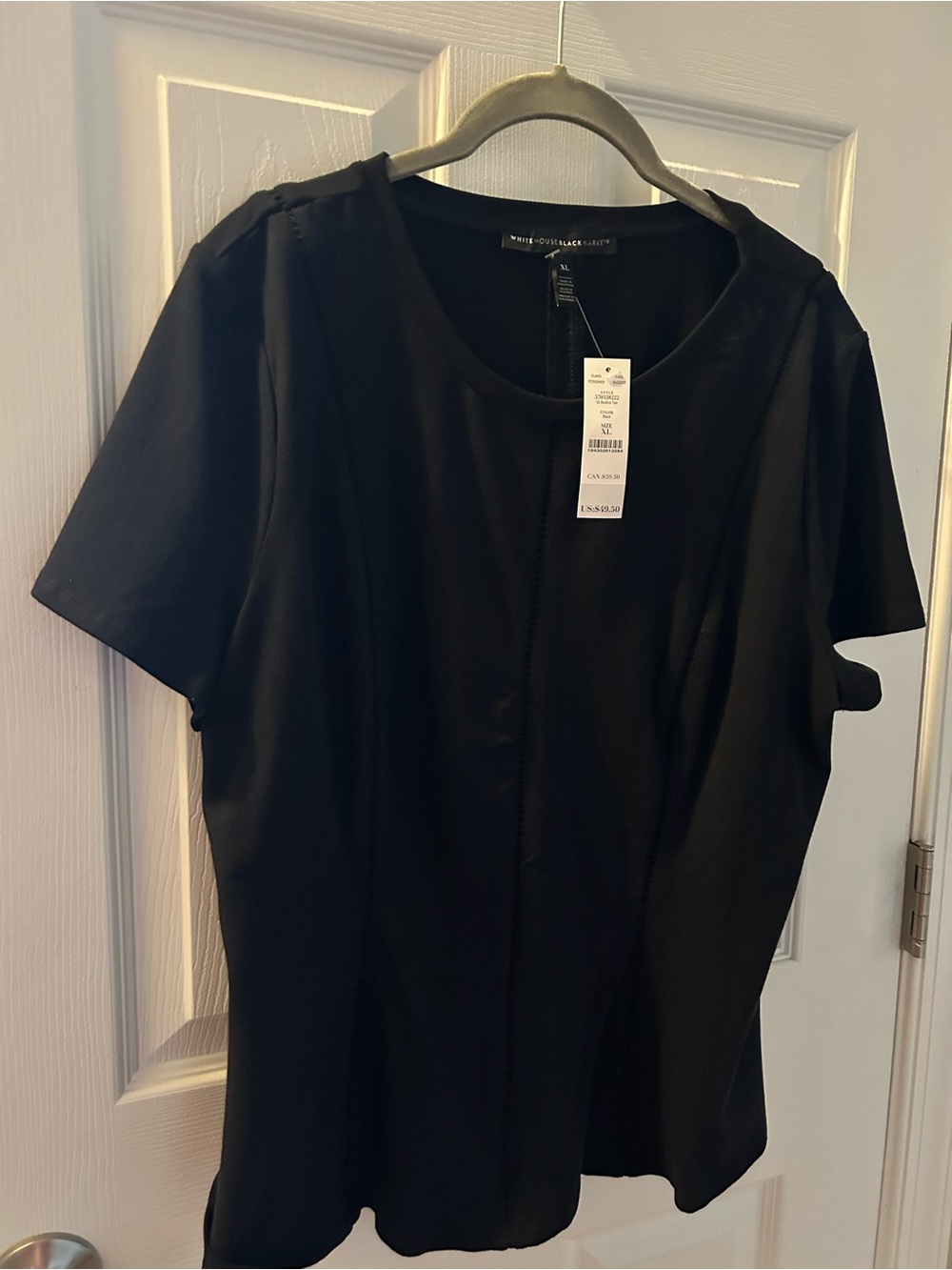White House Black Market Black Short Sleeve Knit Top NWT Size XL
